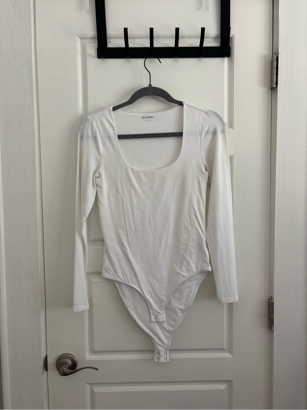 Old Navy White Long-Sleeve Scoop Bodysuit